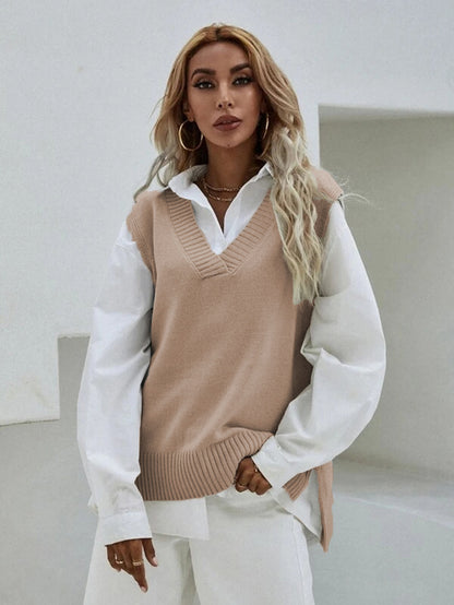 Pull en tricot pour femmes avec décolleté en V et coupe décontractée Chic und Stil