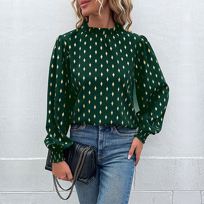 Chemisier femme avec impression de haute qualité et manches bouffantes généreuses Chic und Stil