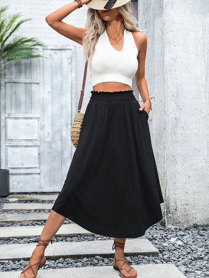 Jupe maxi large pour femmes avec taille élastique et poches latérales Chic und Stil