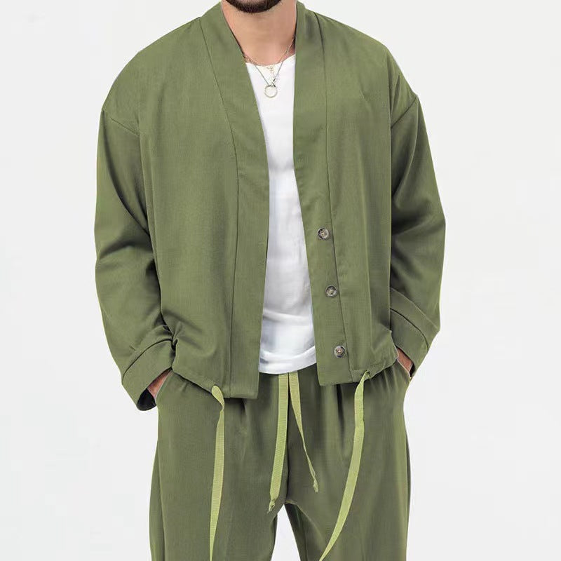 Men's stylish lightweight shirt jacket and casual pants Chic and Style
