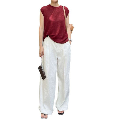 Chic and Style elegant sleeveless knit top set for women and wide leg pants