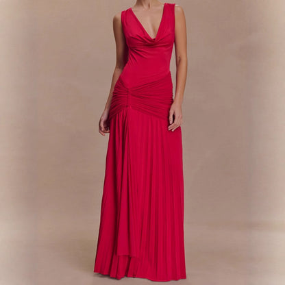 Robe maxi élégante pour dames avec des drapés raffinés et une coupe près du corps Chic und Stil