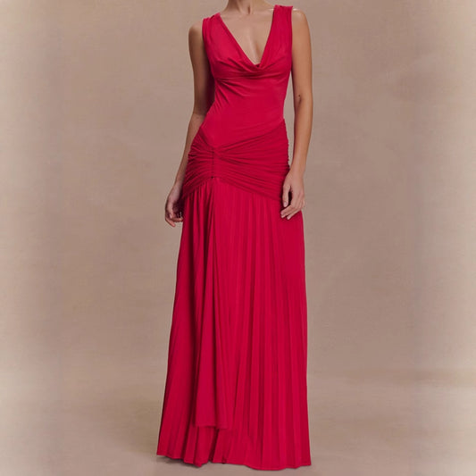 Robe maxi élégante pour dames avec des drapés raffinés et une coupe près du corps Chic und Stil