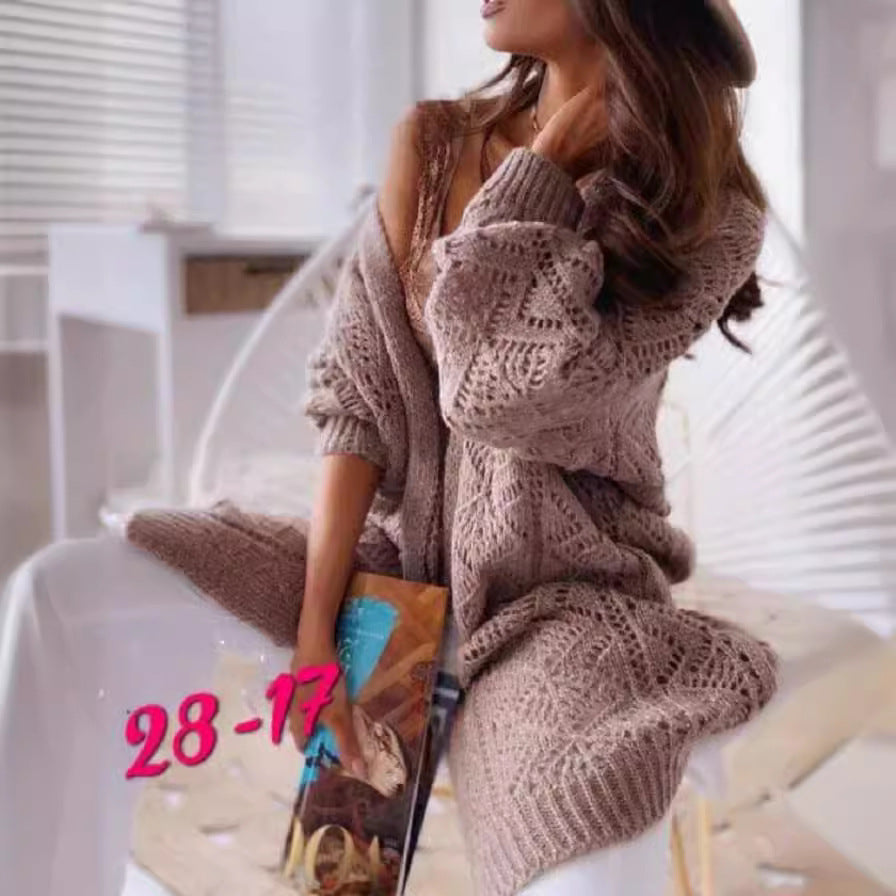 Dames Grand cardigan en tricot avec motif ajouré Chic und Stil