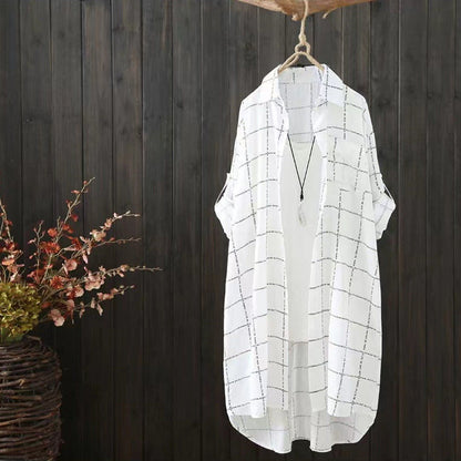 Dames grande taille lin Karoshiirt Chic und Stil