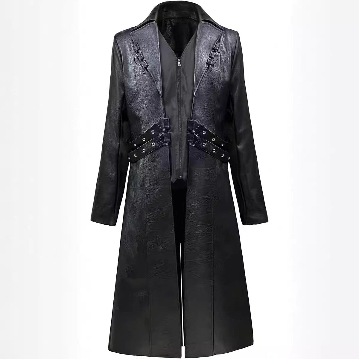 Dames élégante long blouson en cuir avec doublure intérieure rembourrée Chic und Stil