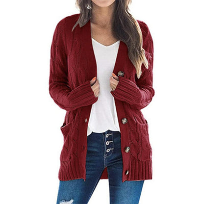 Cardigan en tricot ample pour femmes avec poches pratiques et détail de bouton Chic und Still
