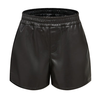 Shorts taille haute mode pour femmes en simili cuir Chic und Stil