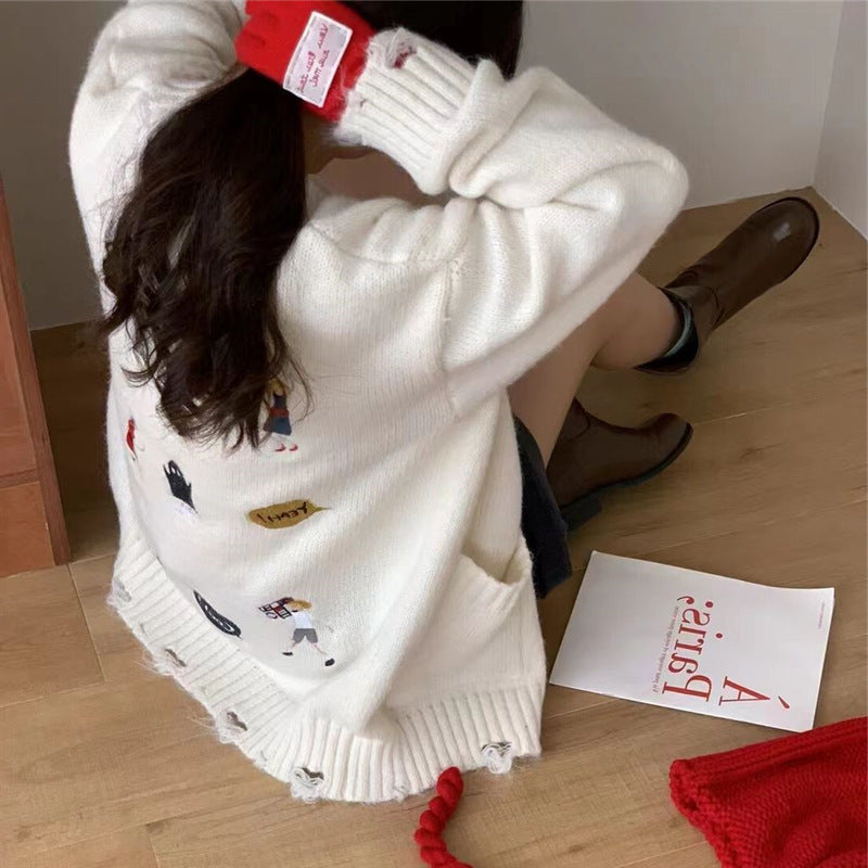 Dames Gros Pull Cardigan avec poches pratiques et détails de boutons Chic und Stil