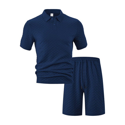 Ensemble polo et shorts sportifs pour hommes avec motif structuré Chic und Stil