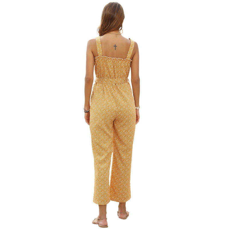 Dame combinaison avec impression florale et ceinture à nouer ajustable Chic und Stil