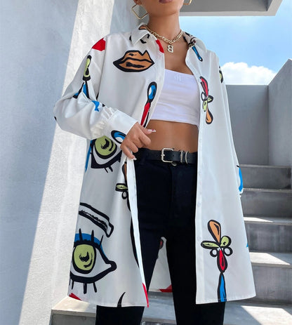 Blouse à carreaux tendance pour femmes avec un design graphique coloré Chic und Stil