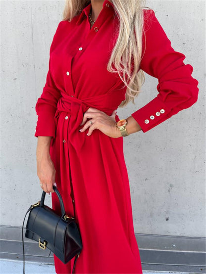 Robe chemise pour femmes avec ourlet asymétrique et ceinture à la taille Chic und Stil