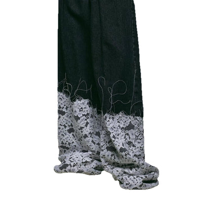 Dames Élégantes Jeans avec Applications en Dentelle Chic und Stil