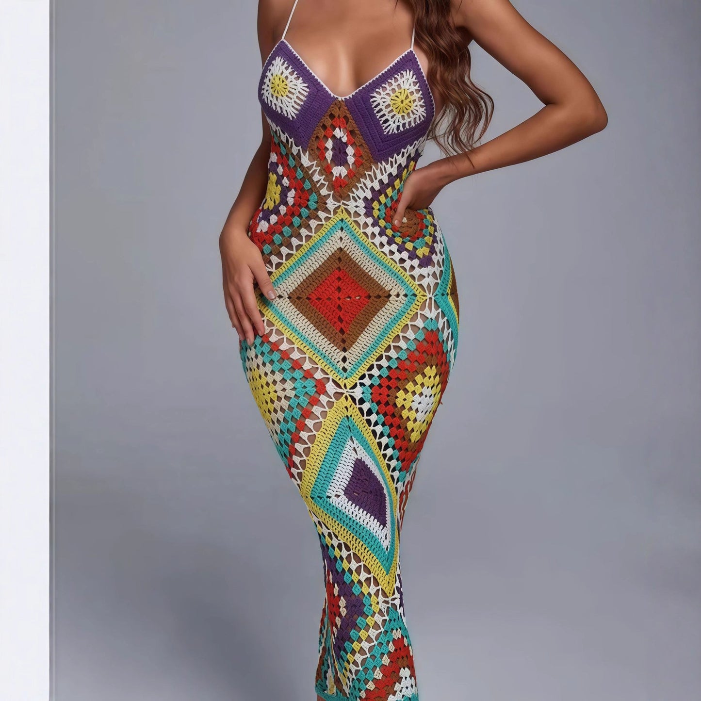 Robe maxi en tricot pour femmes au design en crochet unique Chic und Stil