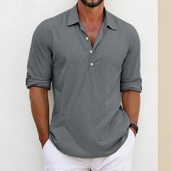 Chemise décontractée à manches longues pour hommes avec patte de boutonnage et coupe tendance Chic und Stil