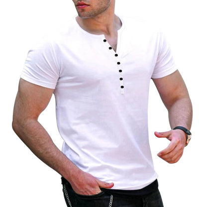 Chemise Henley à manches courtes pour hommes avec patte de boutonnage et coupe ajustée Chic und Stil