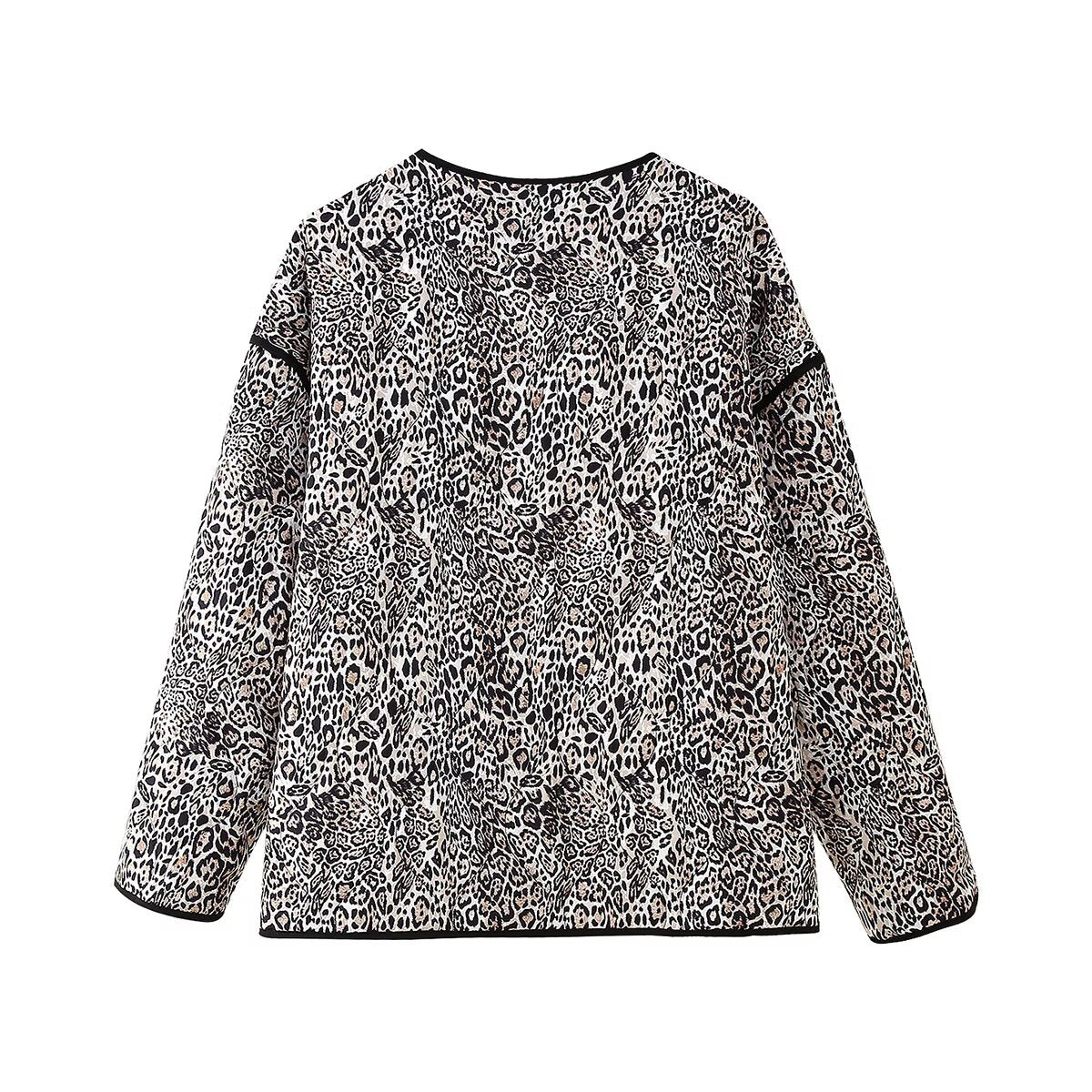 Dames doudoune avec imprimé léopard et poches pratiques Chic und Stil