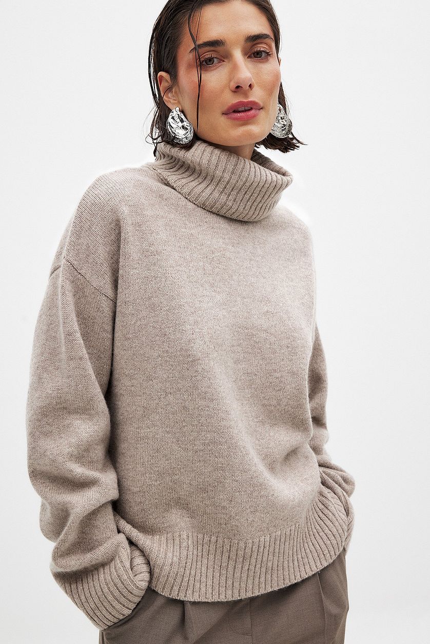 Dames pull-over col roulé fin en tricot doux Chic und Stil