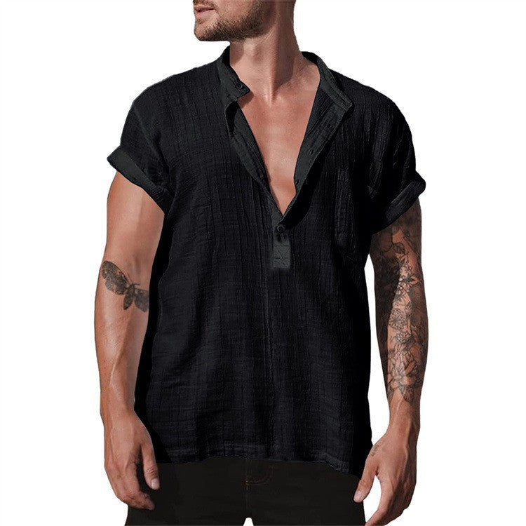Chemise décontractée à manches courtes pour hommes avec col moderne et boutonnage Chic und Stil