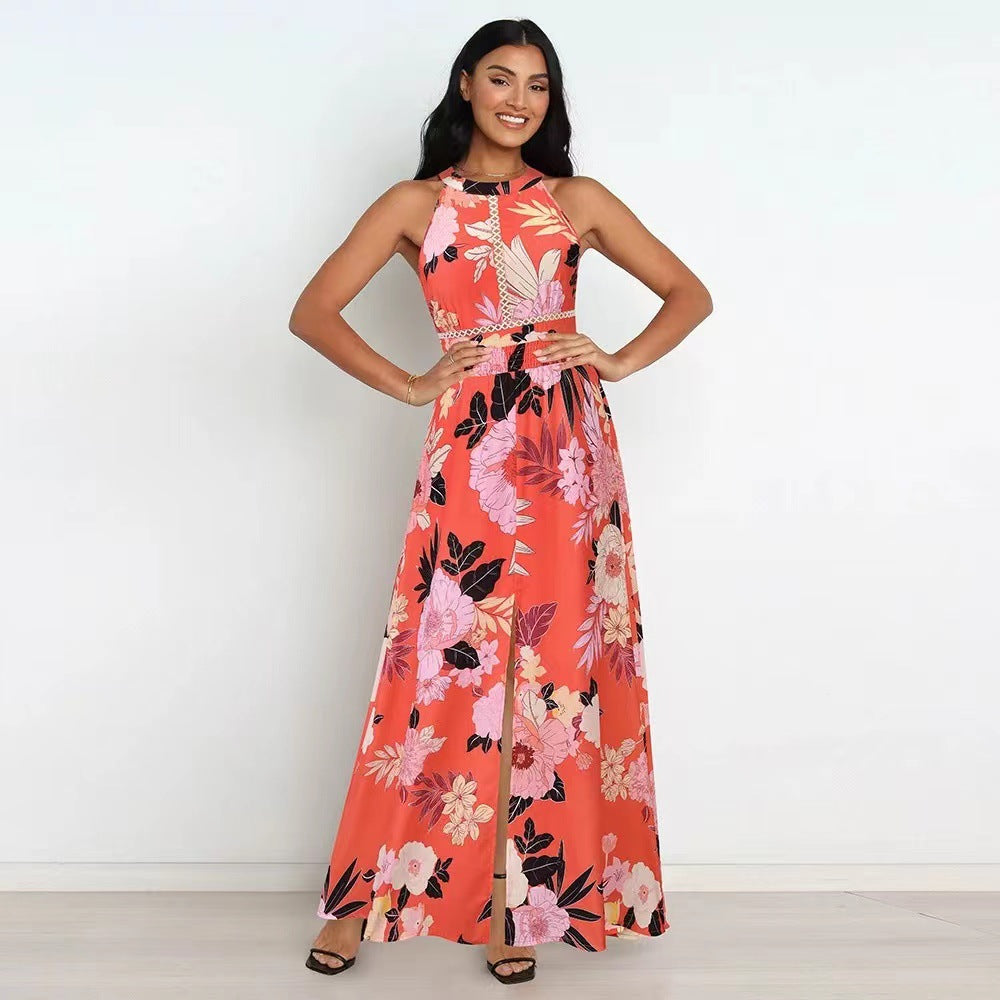 Femmes Robe Maxi Dos Nu à Imprimé Floral Chic und Stil