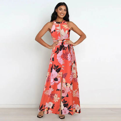Femmes Robe Maxi Dos Nu à Imprimé Floral Chic und Stil