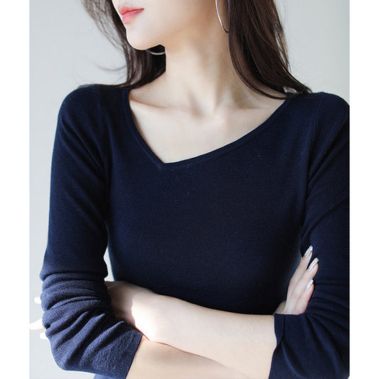 Haut en tricot à manches longues pour femmes à col en V Chic und Stil