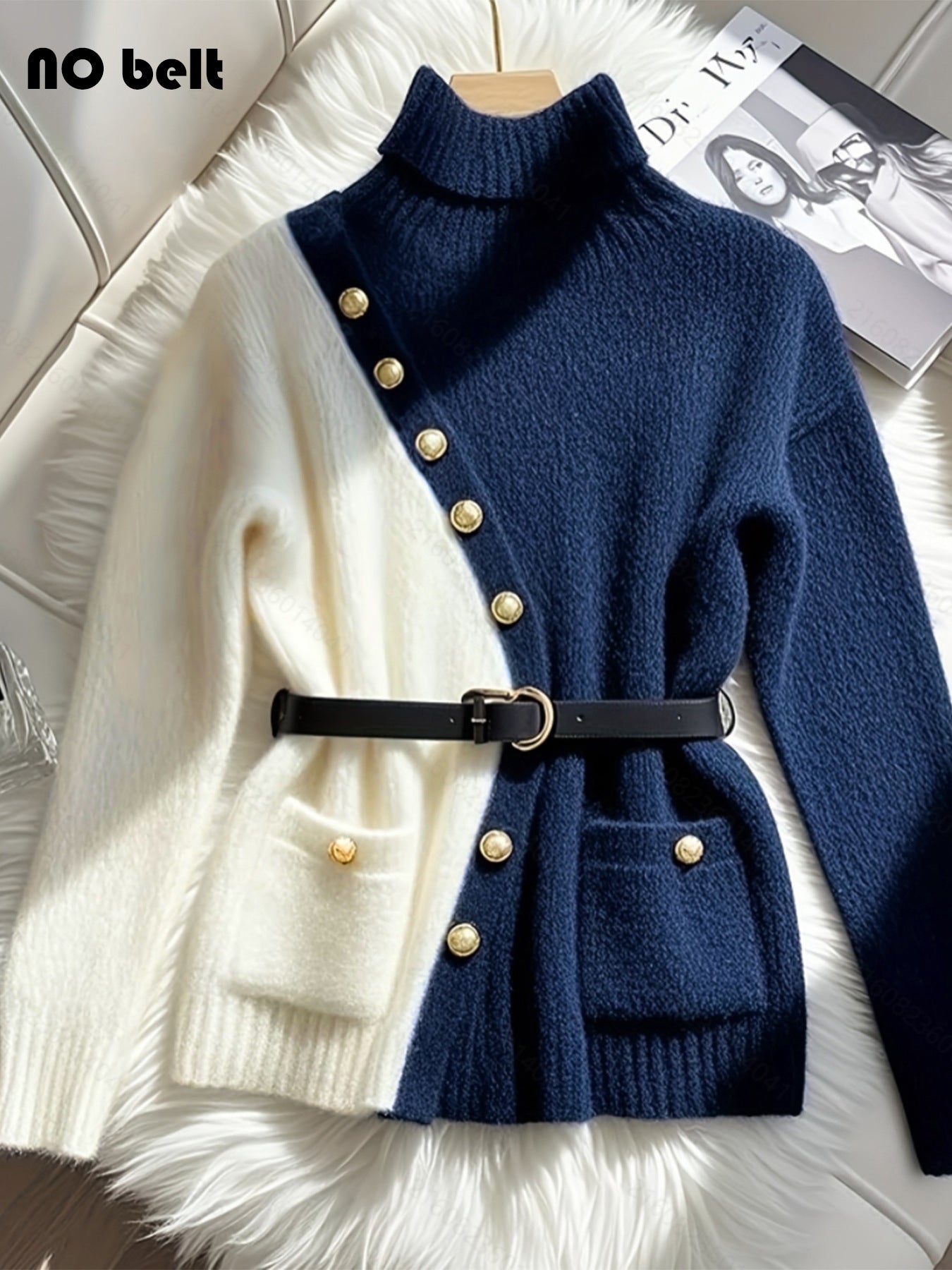 Femmes Pull chic avec col montant et boutons élégants Chic und Stil
