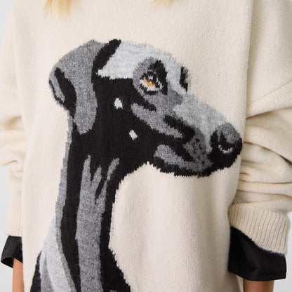 Pull oversized femme avec un motif de chien unique Chic und Stil