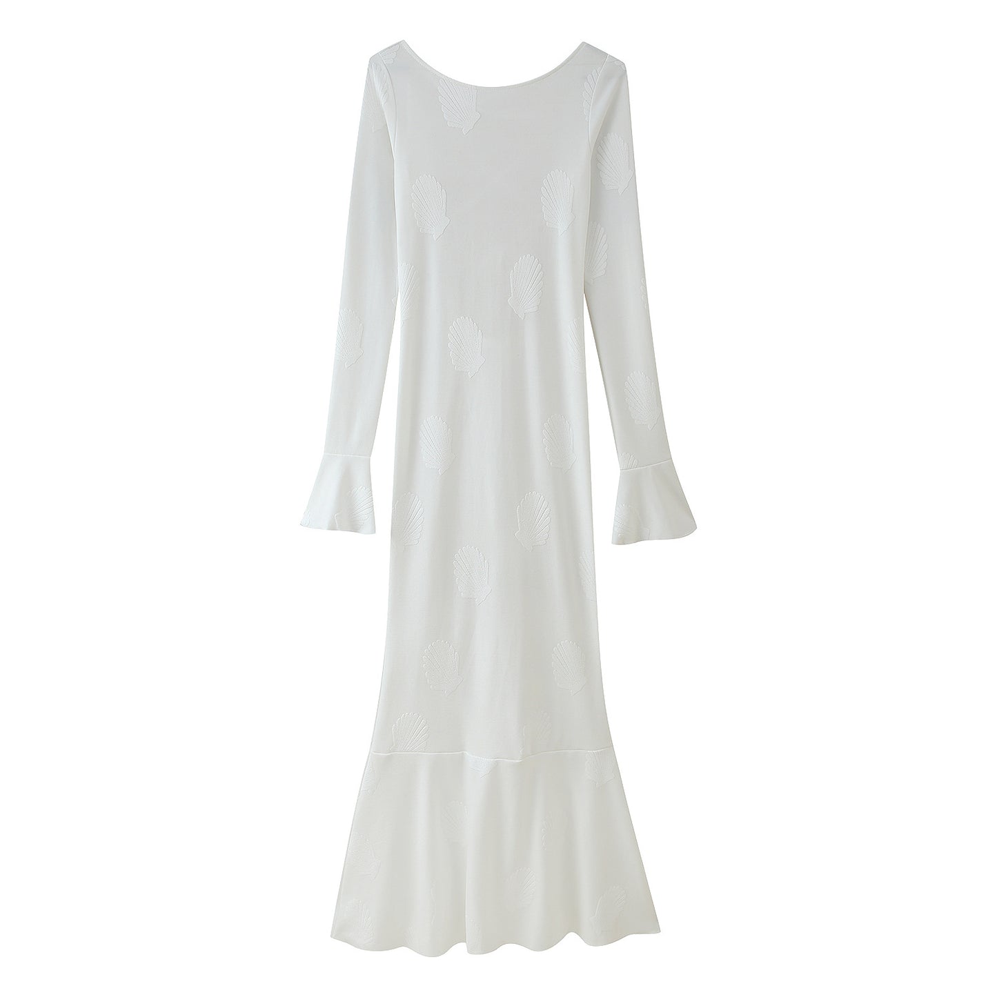 Dames Robe Maxi Élégante avec Manches Évasées et Design Floral Chic und Stil