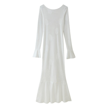 Dames Robe Maxi Élégante avec Manches Évasées et Design Floral Chic und Stil