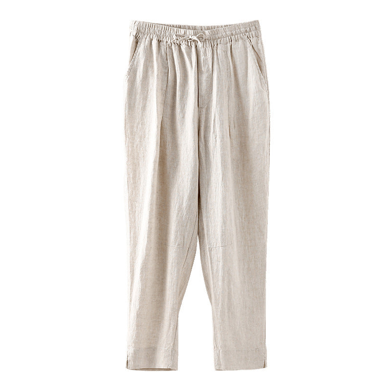 Casual linen pants for women with an elastic waist and practical side pockets Chic and Style