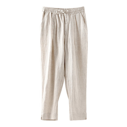 Casual linen pants for women with an elastic waist and practical side pockets Chic and Style