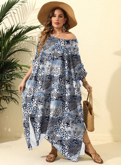 Dames Élégant Exotique Imprimé Plage Kaftan Robe Chic und Stil
