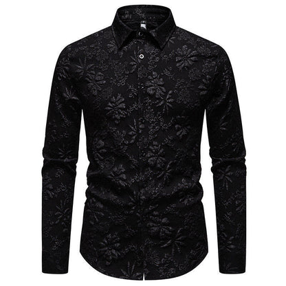 Chemise à manches longues pour hommes avec broderie florale riche en détails Chic und Stil