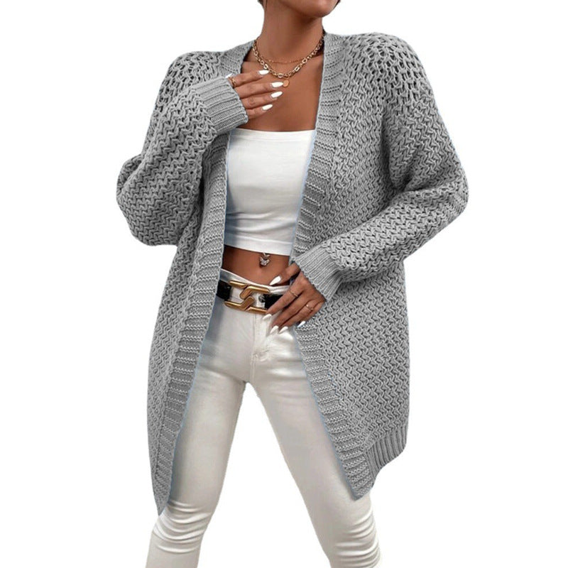 Dames gros tricot cardigan avec mailles ouvertes Chic und Stil