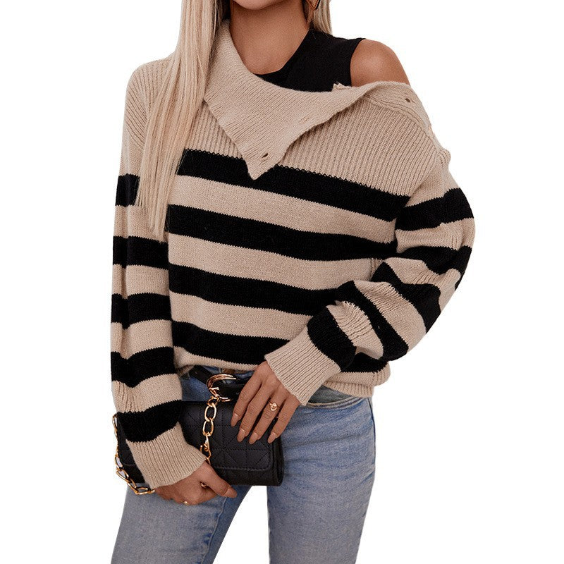Dames Pull-over oversized rayé Chic und Stil