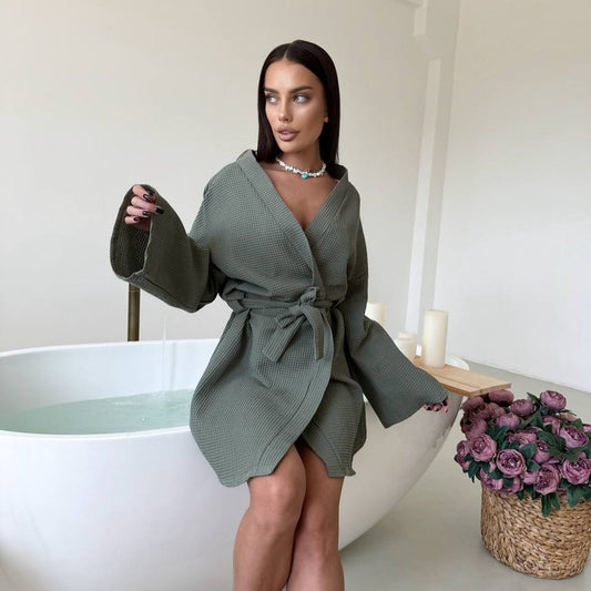 Ladies terry waffle robe Chic und Stil