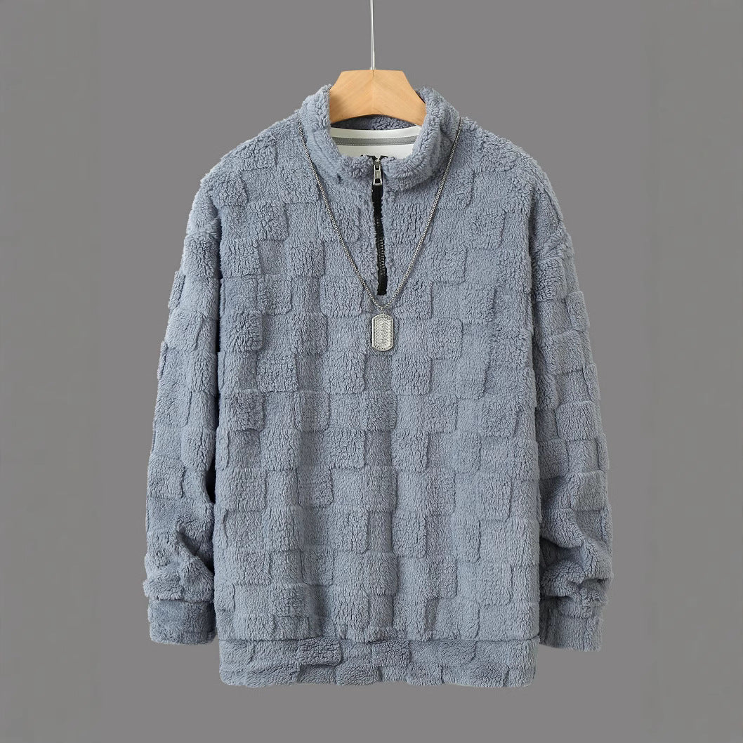 Comfortable fleece pullover for men with a high collar and zipper Chic und Stil