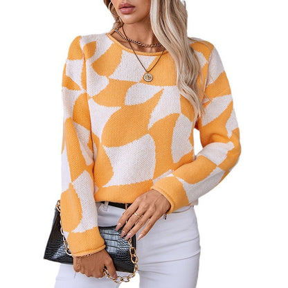 Pull over en tricot pour femmes avec motif moderne et coupe décontractée Chic und Stil
