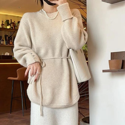 Pull en maille décontracté pour femmes avec lien à la taille et coupe décontractée Chic und Stil