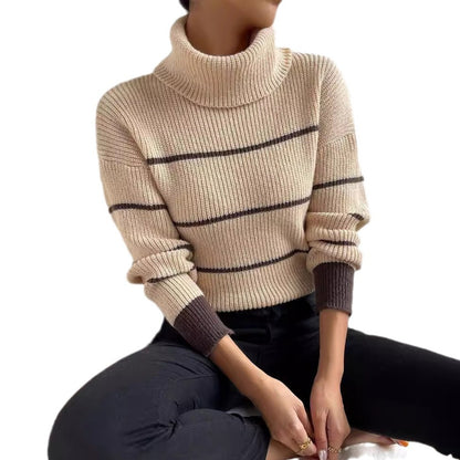 Pull femme avec col haut et motif rayé Chic und Stil