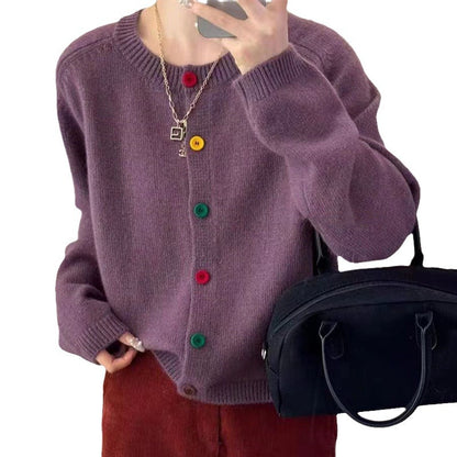 Women's playful knit vest with colorful button details Chic and Stil