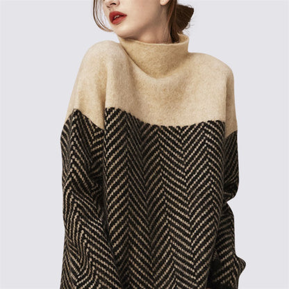 Pull en tricot confortable pour femmes avec un motif zigzag à la mode Chic und Stil