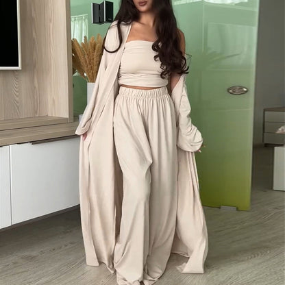 Dames élégant ensemble de lounge avec cardigan large Chic und Stil