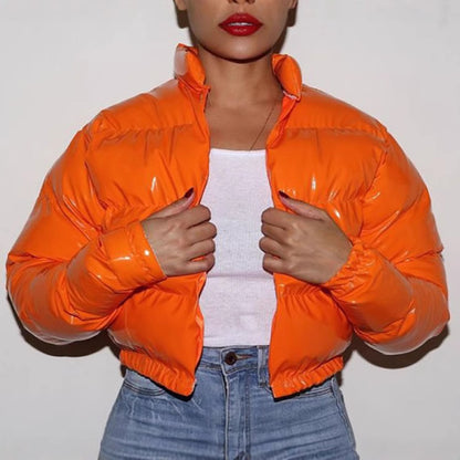 Dames Doudoune courte brillante Chic und Stil