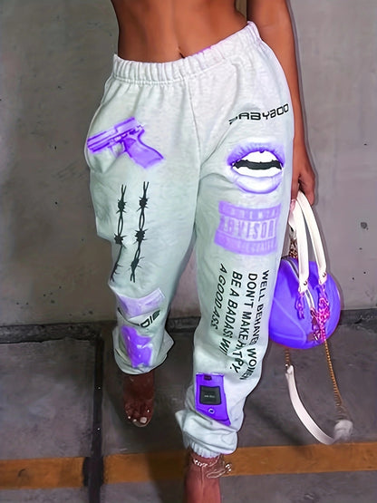 Casual sports pants for women with striking prints and a chic and stylish graphic design