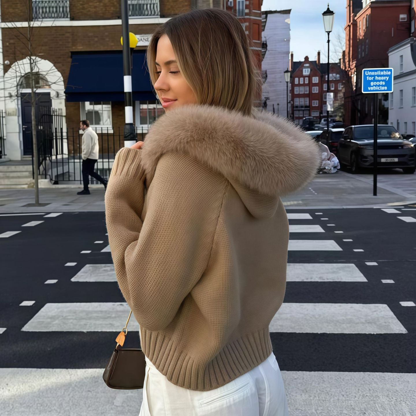 Dames cardigan avec capuche en fausse fourrure Chic und Stil