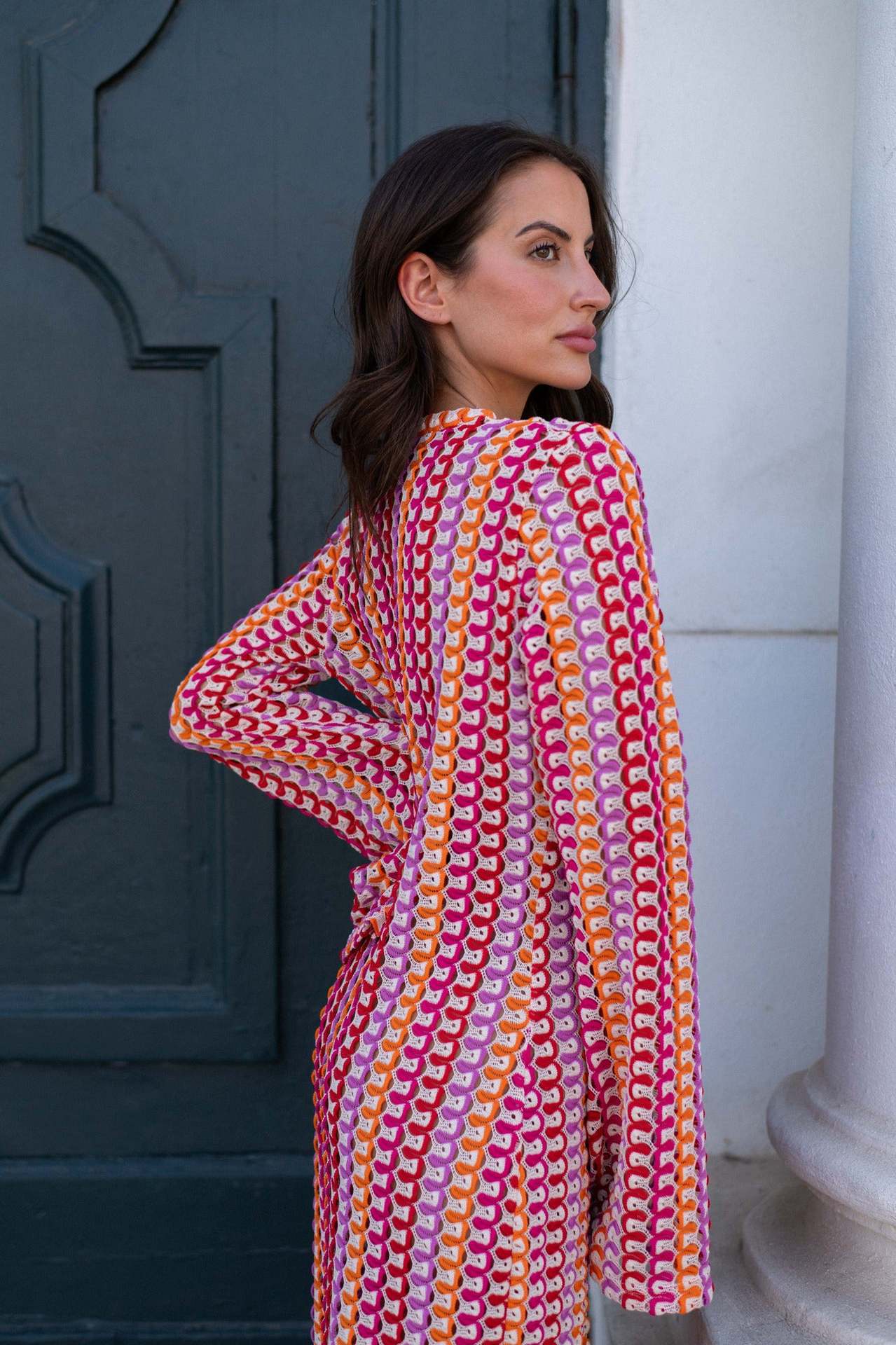 Robe maxi élégante pour femmes avec décolleté en V profond et manches larges Chic und Stil