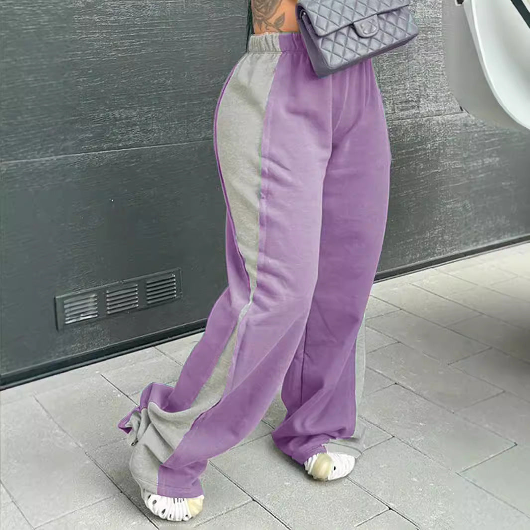 Casual women's sports pants with colorful side inserts and an elastic waistband Chic and Style